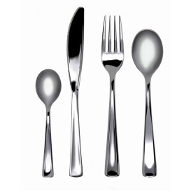 Plastic Spoon Metallized 17,5cm (50 Units) 
