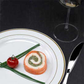 Plastic Plate Extra Rigid with Border Gold 19cm (10 Units) 