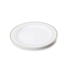 Plastic Plate Extra Rigid with Border Gold 19cm (120 Units)