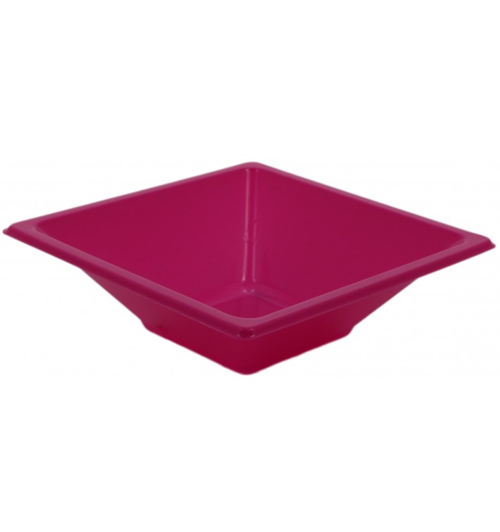 Plastic Bowl PS Square shape Fuchsia 12x12cm (12 Units) 