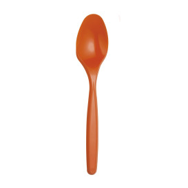 Plastic Teaspoon PS PS Orange 12cm (40 Units) 