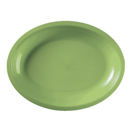 Plastic Platter Microwavable Oval Shape Lime Green 25,5x19 cm (50 Units) 