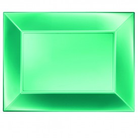 Plastic Tray Microwavable Green "Nice" 34,5x23cm (6 Units) 