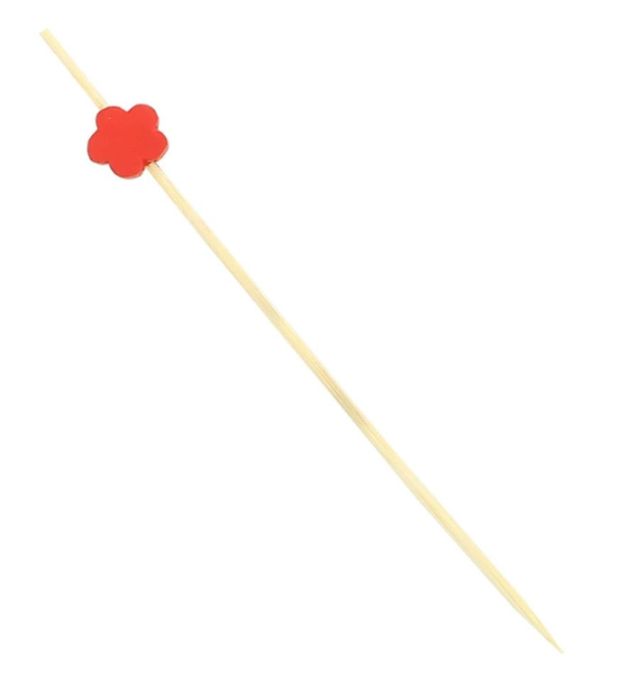 Wooden Food Pick "Flor" Design Red 12cm (200 Units) Wooden Food Pick "Flor" Design Red 12cm (200 Units)