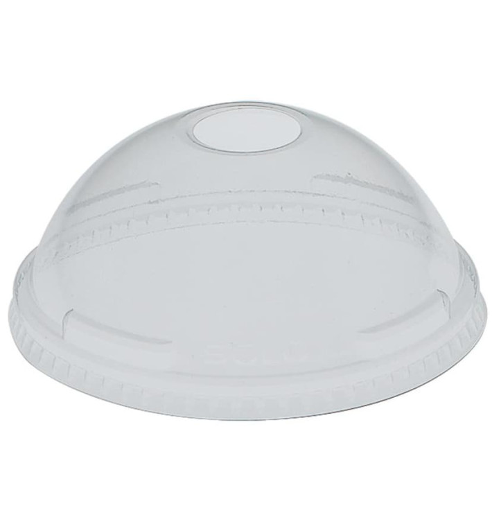Plastic Dome Lid with Hole PET Crystal Ø9,2cm (1000 Units) Plastic Dome Lid with Hole PET Crystal Ø9,2cm (1000 Units)