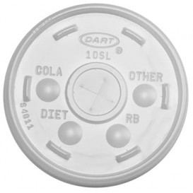 Plastic Lid with Straw Slot PS Ø9,4cm for Foam Cup (100 Units)