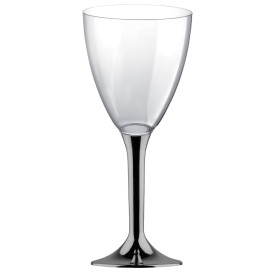 Plastic Stemmed Glass Wine Niquel Chrome Removable Stem 300ml (40 Units)