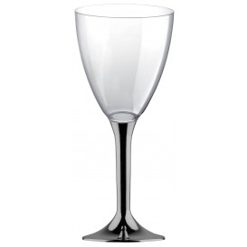 Plastic Stemmed Glass Wine Niquel Chrome Removable Stem 300ml (200 Units)