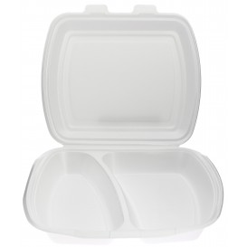 Foam Lunch Box 2 Compartments White 2,40x2,10x0,70cm (250 Units)