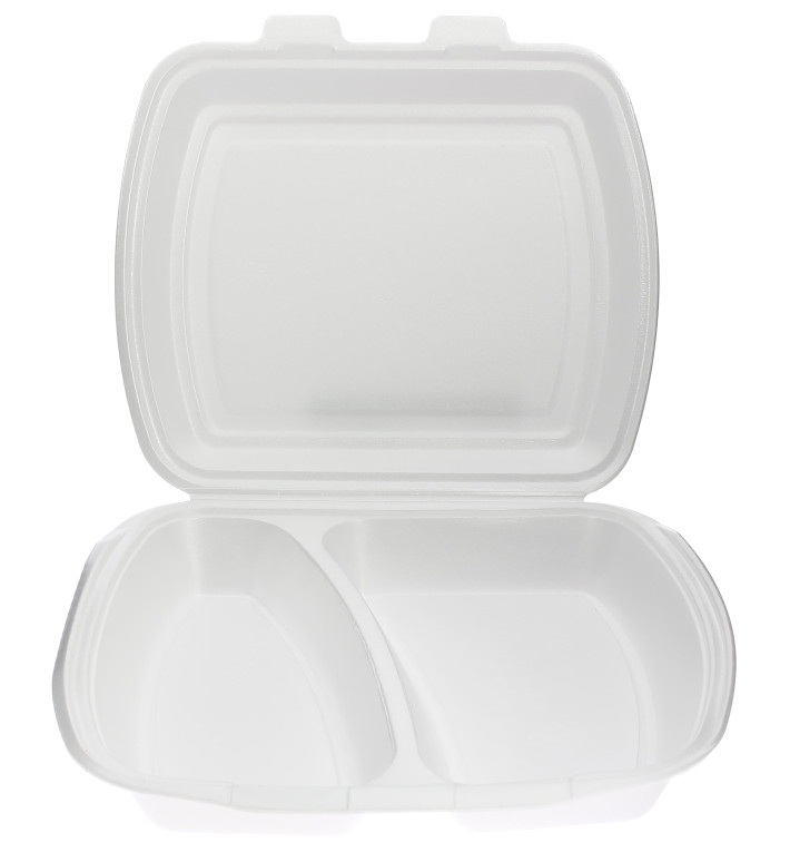 Foam Lunch Box 2 Compartments White 2,40x2,10x0,70cm (250 Units) Foam Lunch Box 2 Compartments White 2,40x2,10x0,70cm (250 Units)