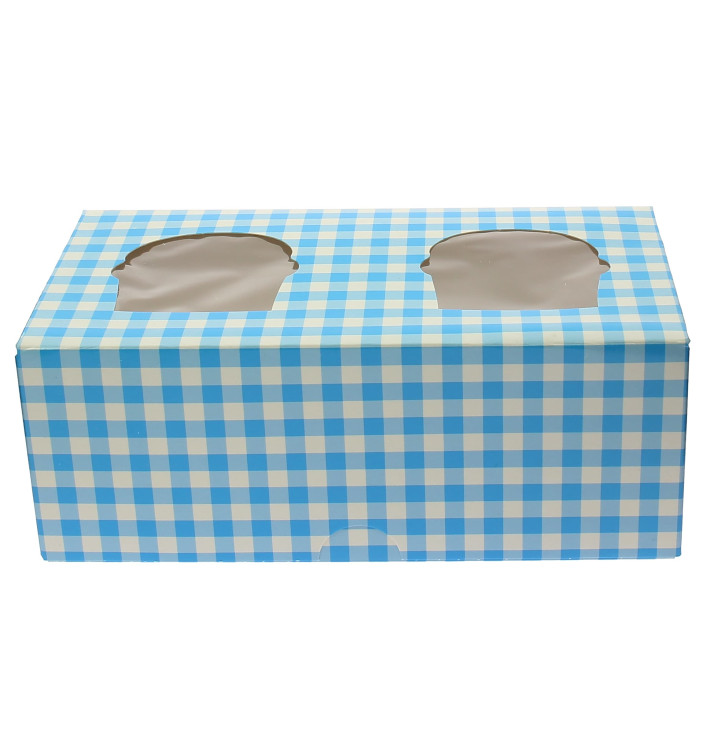 Paper Cupcake Box 2 Slot Blue 19,5x10x7,5cm (20 Units) Paper Cupcake Box 2 Slot Blue 19,5x10x7,5cm (20 Units)