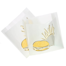 Paper Food Bag Grease-Proof Burger Design 15+5x16cm (1000 Units)