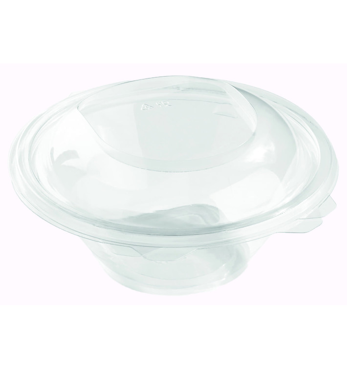 Plastic Hinged Salad Bowl PET Round Shape 600ml (200 Units)