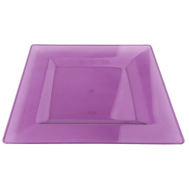 Plastic Plate Square shape Extra Rigid Eggplant 20x20cm (88 Units)