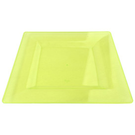 Plastic Plate Square shape Extra Rigid Green 20x20cm (4 Units) 