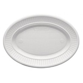 Plastic Plate PS Oval shape Flat White (100 Units) 