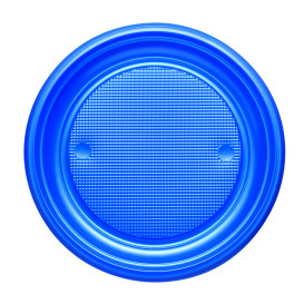 Plastic Plate PS Flat Dark Blue Ø17 cm (50 Units) 