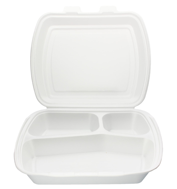 Foam Lunch Box 3 Compartments 2,40x2,10x0,70cm (125 Units)