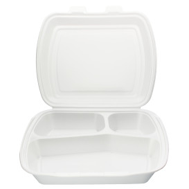 Foam Lunch Box 3 Compartments 2,40x2,10x0,70cm (250 Units)