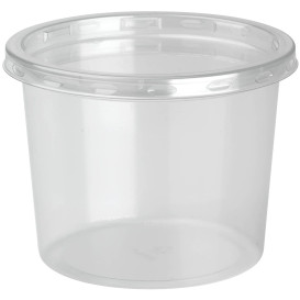 Choice 24 oz. Clear RPET Hinged Deli Container - 50/Pack