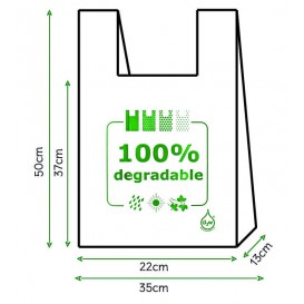 Plastic T-Shirt Bag 100% Degradable 35x50cm (200 Units) 