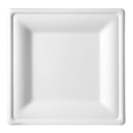 Sugarcane Plate Square shape White 26x26 cm (40 Units)
