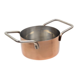 Round Copper and Stainless Steel Mini Frying Pan - 4 x 4 x 3/4 - 1 count  box