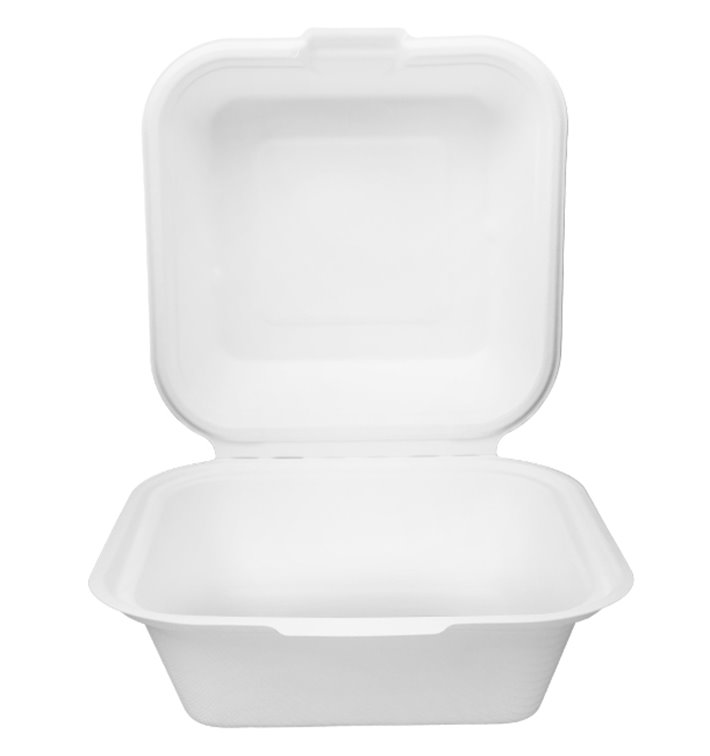 Sugarcane Burger Box White 15x15x7,5cm (500 Units) Sugarcane Burger Box White 15x15x7,5cm (500 Units)