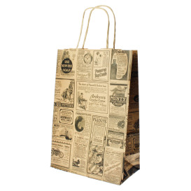 Paper Bag with Handles Kraft "Times" 80g 20+10x29cm (50 Units) 