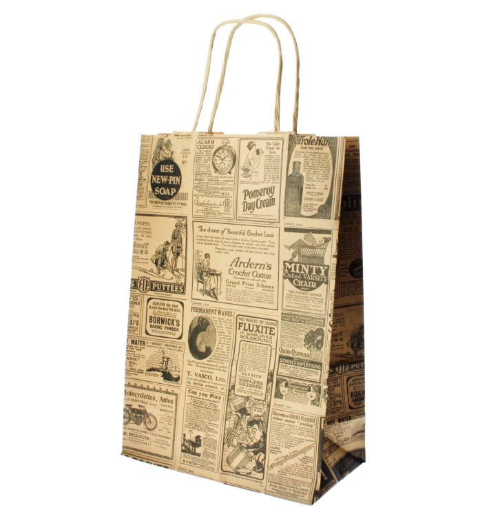 Paper Bag with Handles Kraft "Times" 80g 20+10x29cm (250 Units)