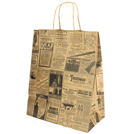 Paper Bag with Handles Kraft "Times" 80g 26+14x32cm (250 Units)