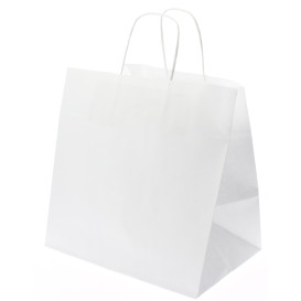 Paper Bag with Handles Kraft White 80g 30+18x29cm (200 Units)