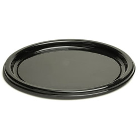 Plastic Plate Round shape Black 18 cm (25 Units) 