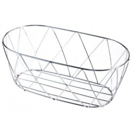 Basket Containers Steel Oval Shape Silver 25,5x12,7x10,2cm (1 Unit) 
