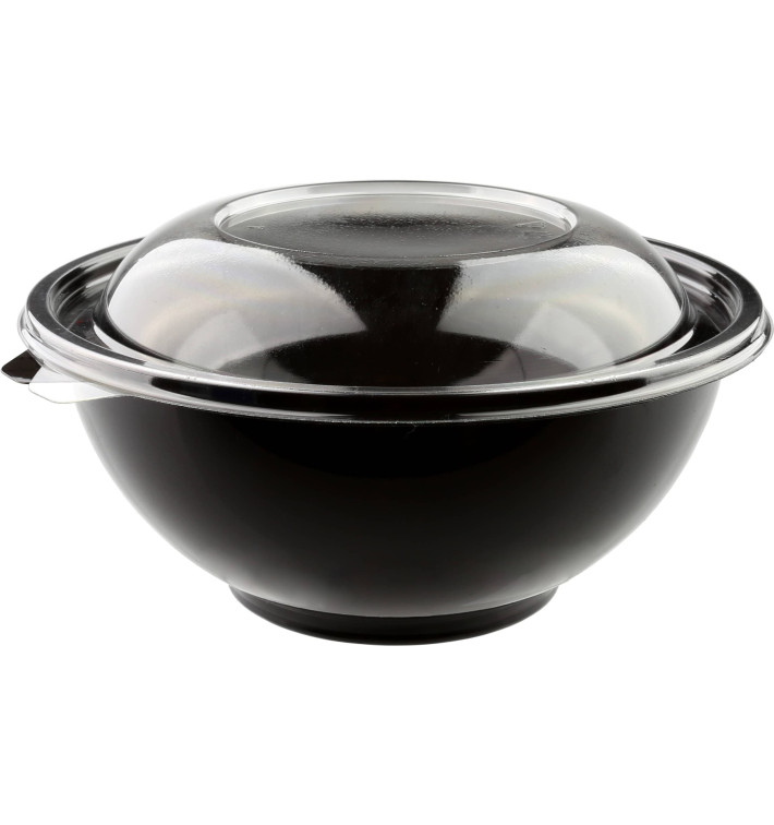 Plastic Bowl PET with Lid Black 1500ml Ø23cm (5 Units) Plastic Bowl PET with Lid Black 1500ml Ø23cm (5 Units)