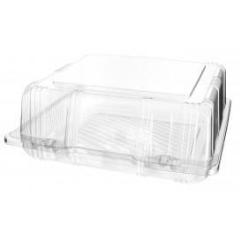 Plastic Hinged Bakery Container PET 20x20x8cm (20 Units) 