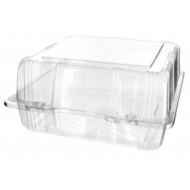 Plastic Hinged Bakery Container PET 20x20x10cm (220 Units)