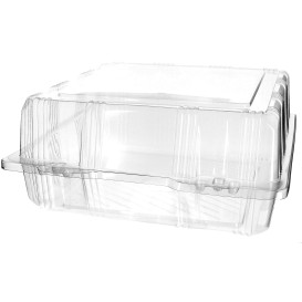 Plastic Hinged Bakery Container PET 22x22x10cm (220 Units)