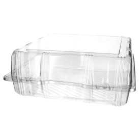 Plastic Hinged Bakery Container PET 25x25x10cm (220 Units)