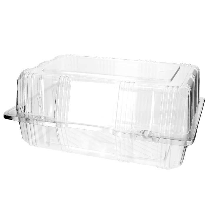 Plastic Hinged Bakery Container PET 22x14,5x10cm (220 Units) Plastic Hinged Bakery Container PET 22x14,5x10cm (220 Units)