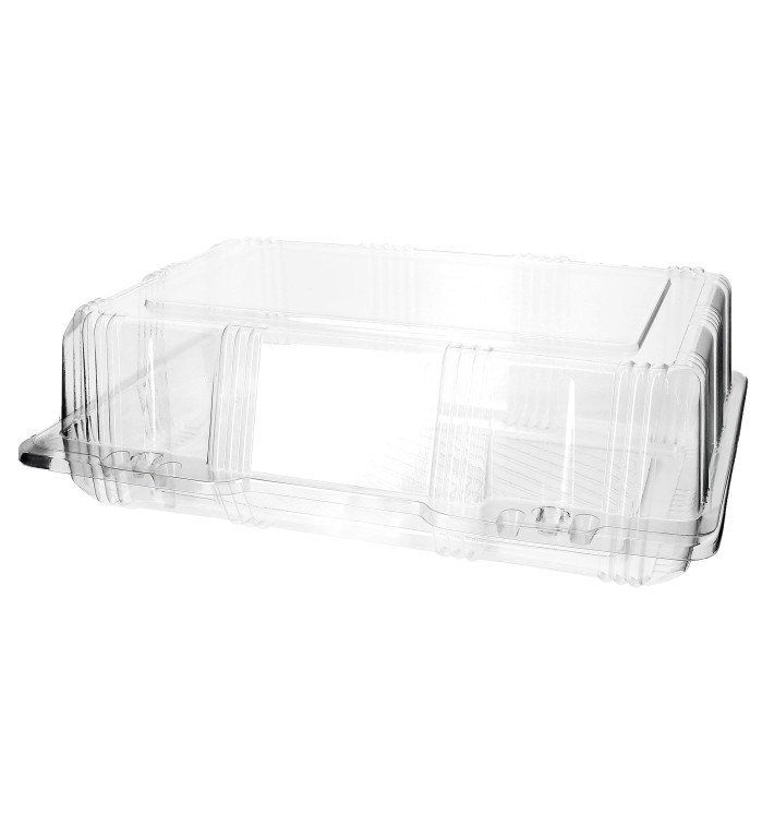Plastic Hinged Bakery Container PET 25x17x8cm (20 Units) Plastic Hinged Bakery Container PET 25x17x8cm (20 Units)