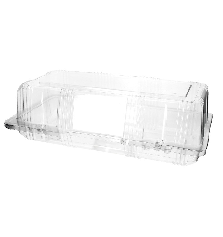 Plastic Hinged Bakery Container PET 26x13x8cm (20 Units) Plastic Hinged Bakery Container PET 26x13x8cm (20 Units)