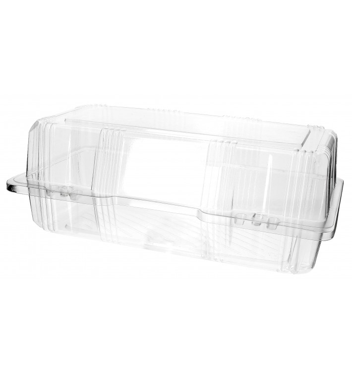 Plastic Hinged Bakery Container PET 26x13x10cm (220 Units)