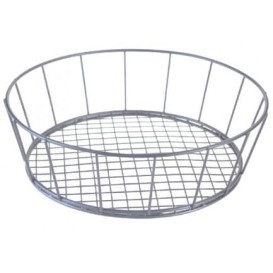 Basket Containers Steel Round Shape Silver Ø24,1x7cm (12 Units)