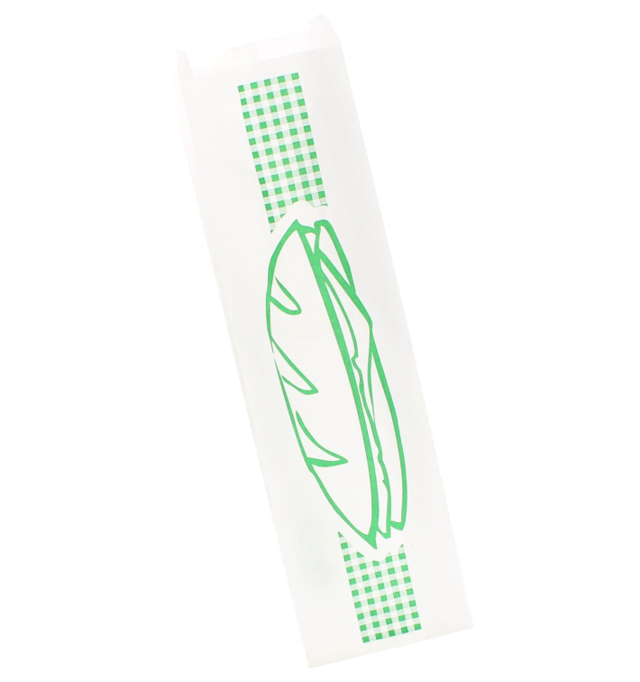 Paper Baguette Bag Green 9+5x32cm (1000 Units) Paper Baguette Bag Green 9+5x32cm (1000 Units)