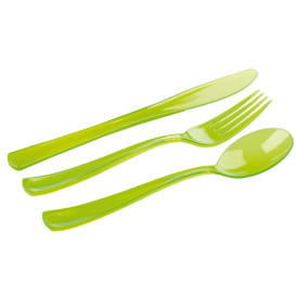 Plastic Cutlery Kit Fork, Knife, Spoon Green (20 Kits)