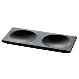 Bamboo Tasting Plate 2C Black 12x6cm (12 Units)