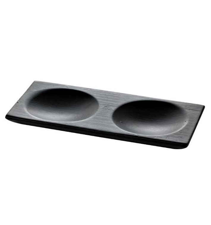 Bamboo Tasting Plate 2C Black 12x6cm (12 Units) Bamboo Tasting Plate 2C Black 12x6cm (12 Units)