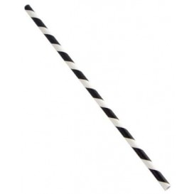 Paper Straw Straight Black and White Ø0,6cm 20cm (6000 Units)