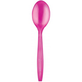 Plastic Spoon PS Premium Fuchsia 19cm (50 Units) 